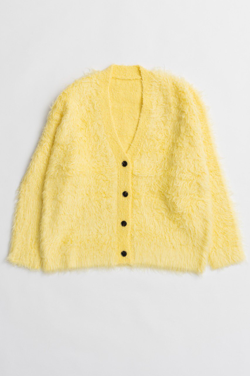 MAISON SPECIAL Wave Shaggy Knit Cardigan / ウェーブシャギーニットカーディガン (YEL(イエロー), FREE) メゾンスペシャル ELLE SHOP