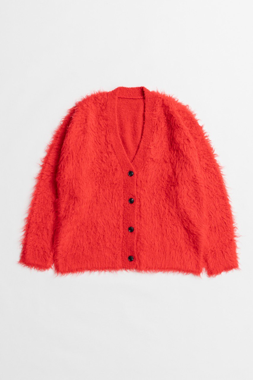 MAISON SPECIAL Wave Shaggy Knit Cardigan / ウェーブシャギーニットカーディガン (RED(レッド), FREE) メゾンスペシャル ELLE SHOP