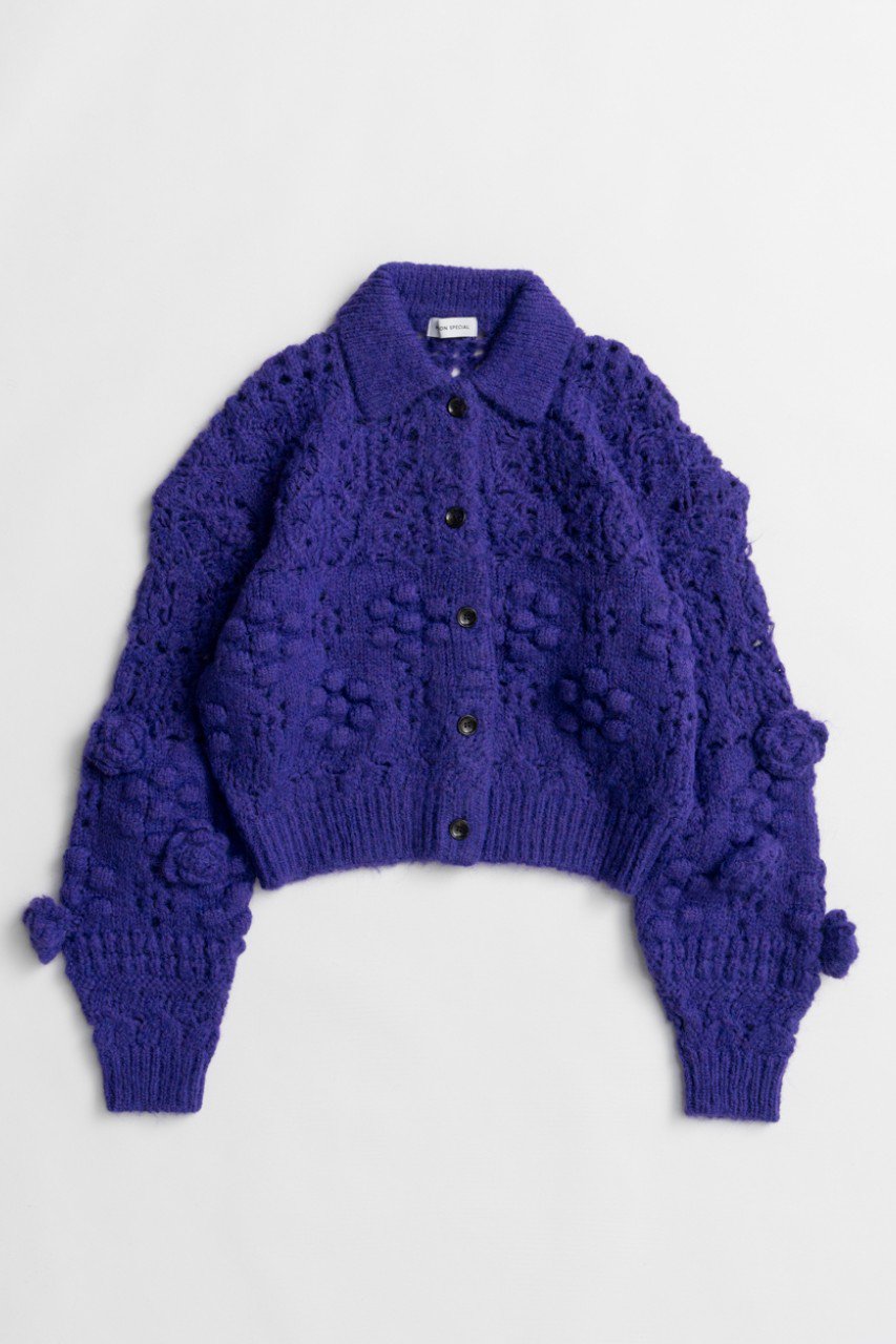 MAISON SPECIAL Flower Mesh Cardigan / フラワーメッシュカーデ (PPL(パープル), FREE) メゾンスペシャル ELLE SHOP