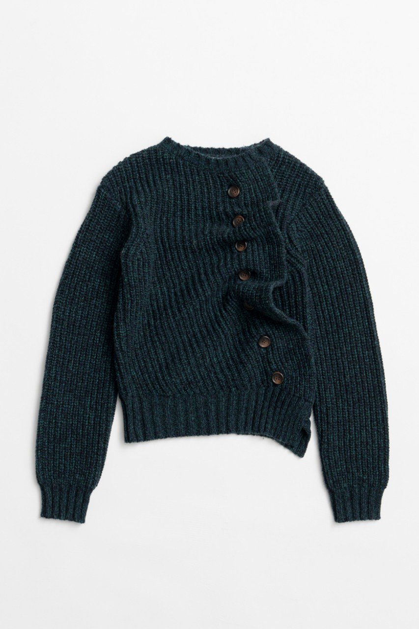 MAISON SPECIAL Asymmetrical Frill Cardigan / アシンメトリーフリルカーディガン (GRN(グリーン), FREE) メゾンスペシャル ELLE SHOP