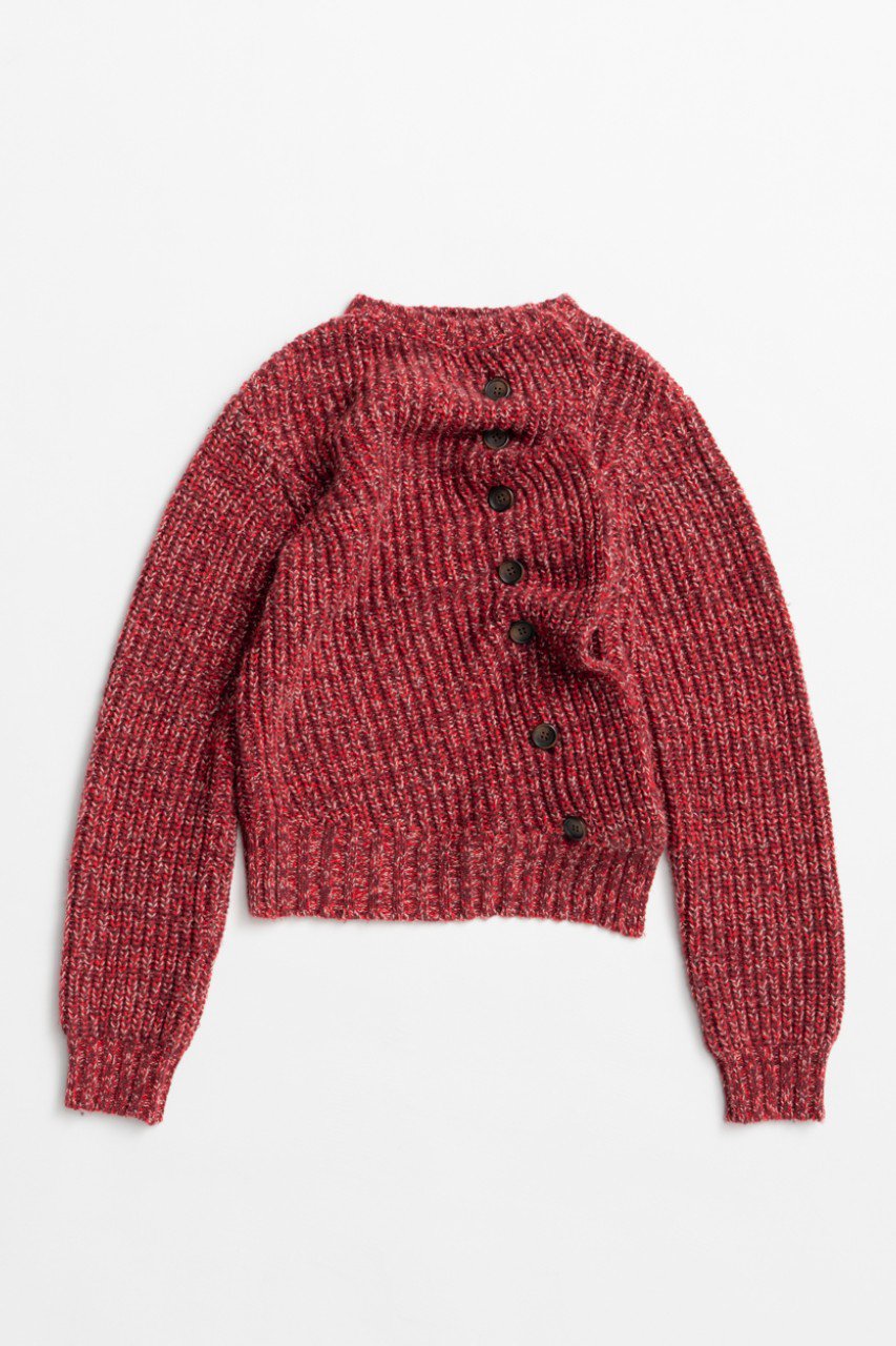 MAISON SPECIAL Asymmetrical Frill Cardigan / アシンメトリーフリルカーディガン (RED(レッド), FREE) メゾンスペシャル ELLE SHOP