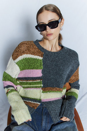 メゾンスペシャル/MAISON SPECIALの【予約販売】Dramatic Border Slit Knit / ドラマティカルボーダースリットニット(110300/110301)