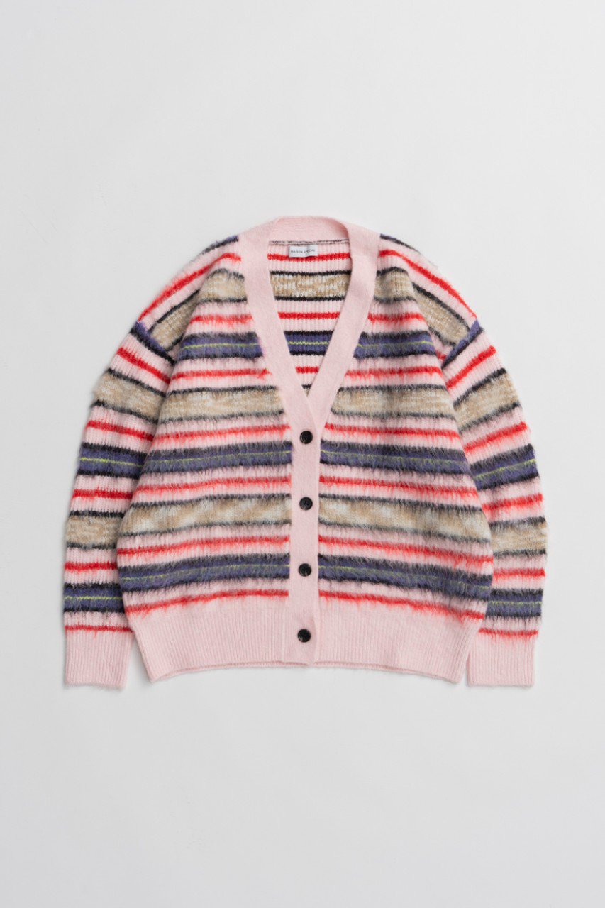 MAISON SPECIAL Multi Border Shaggy Cardigan / マルチボーダーシャギーカーディガン (PNK(ピンク), FREE) メゾンスペシャル ELLE SHOP