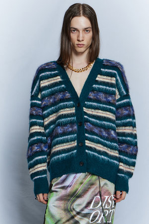 メゾンスペシャル/MAISON SPECIALの【予約販売】Multi Border Shaggy Cardigan / マルチボーダーシャギーカーディガン(110300/110303)