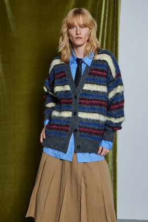 メゾンスペシャル/MAISON SPECIALの【予約販売】Multi Border Shaggy Cardigan / マルチボーダーシャギーカーディガン(110300/110303)