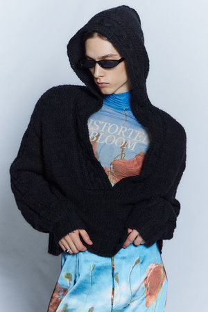 メゾンスペシャル/MAISON SPECIALの【予約販売】Cable Hoodie Short Knit / ケーブルフーディショートニット(110300/110301)