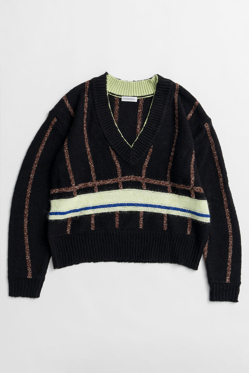 MAISON SPECIAL Stripe Tilden Knit / ストライプチルデンニット (BLK(ブラック), FREE) メゾンスペシャル ELLE SHOP