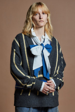 メゾンスペシャル/MAISON SPECIALの【予約販売】Stripe Tilden Knit / ストライプチルデンニット(110300/110301)