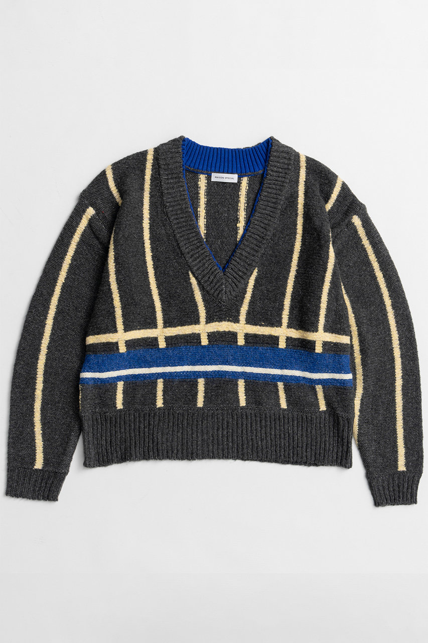 MAISON SPECIAL Stripe Tilden Knit / ストライプチルデンニット (GRY(グレー), FREE) メゾンスペシャル ELLE SHOP