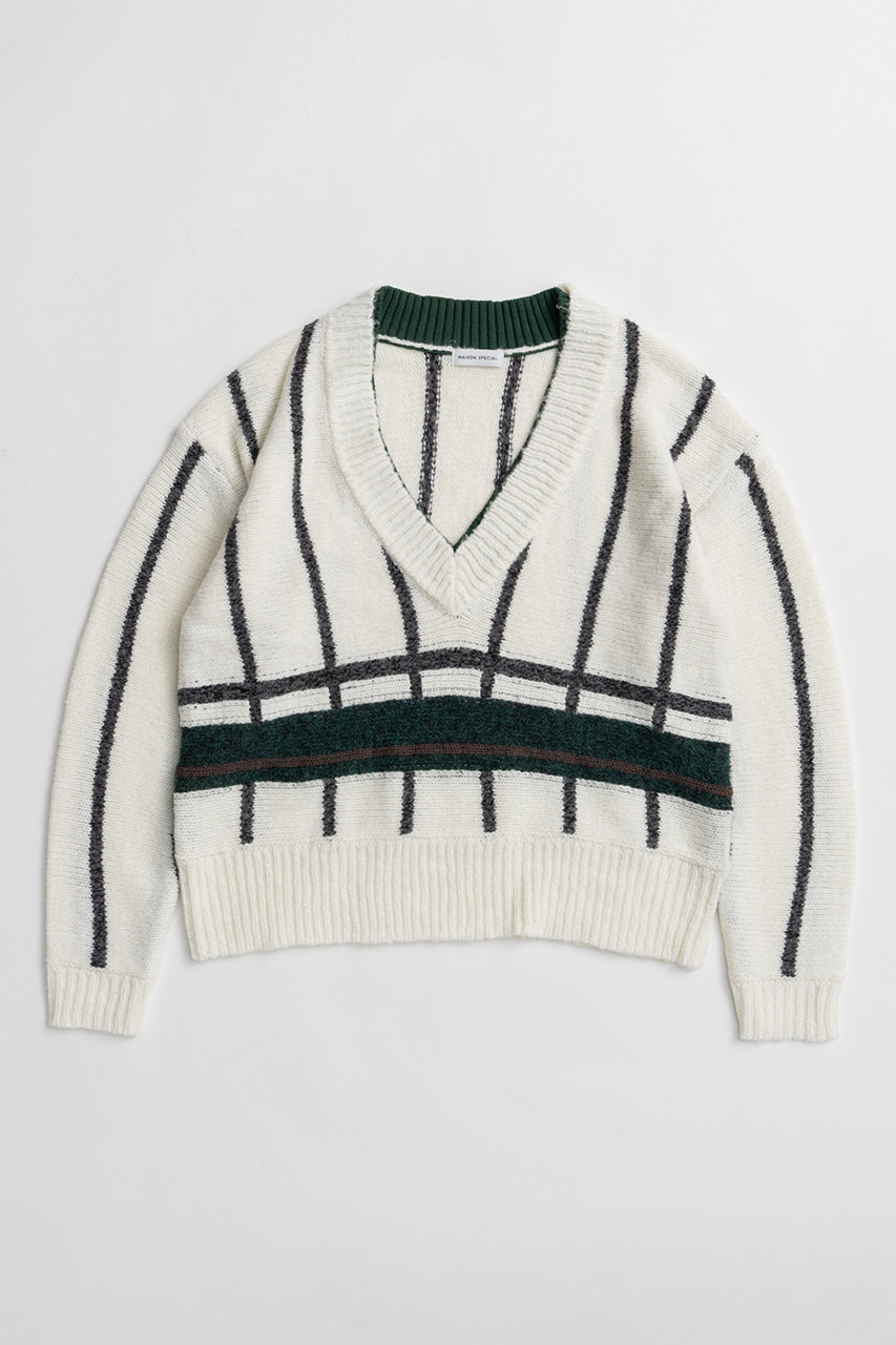 MAISON SPECIAL Stripe Tilden Knit / ストライプチルデンニット (WHT(ホワイト), FREE) メゾンスペシャル ELLE SHOP
