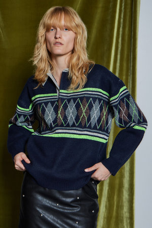 メゾンスペシャル/MAISON SPECIALの【予約販売】Argyle Rugby Polo Knit / アーガイルラガーポロニット(110300/110301)