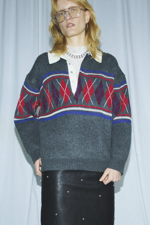 メゾンスペシャル/MAISON SPECIALの【予約販売】Argyle Rugby Polo Knit / アーガイルラガーポロニット(110300/110301)