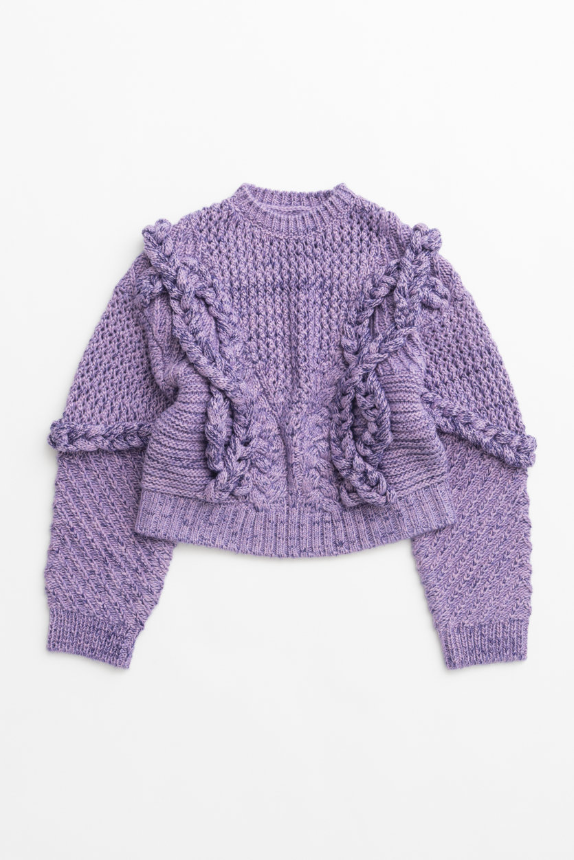 MAISON SPECIAL Cable Hand-Knit Top / ケーブルハンドニットトップ (PPL(パープル), FREE) メゾンスペシャル ELLE SHOP