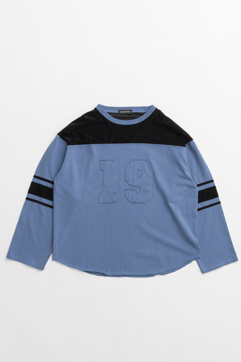 MAISON SPECIAL Numbering Long T-Shirt / ナンバリンングロングTシャツ (BLU(ブルー), FREE) メゾンスペシャル ELLE SHOP