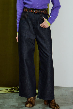 メゾンスペシャル/MAISON SPECIALの【予約販売】Faux Leather Docking Straight Denim / フェイクレザードッキングストレートデニム(110600/110604)