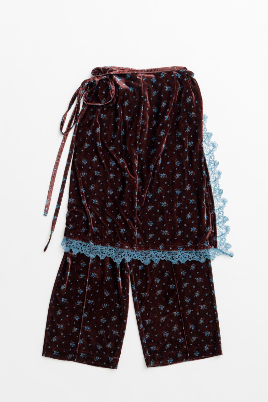 MAISON SPECIAL Lace Trim Velour Wrap Skirt Pants / レーストリムベロアラップスカートパンツ (BRD(ボルドー), 36) メゾンスペシャル ELLE SHOP