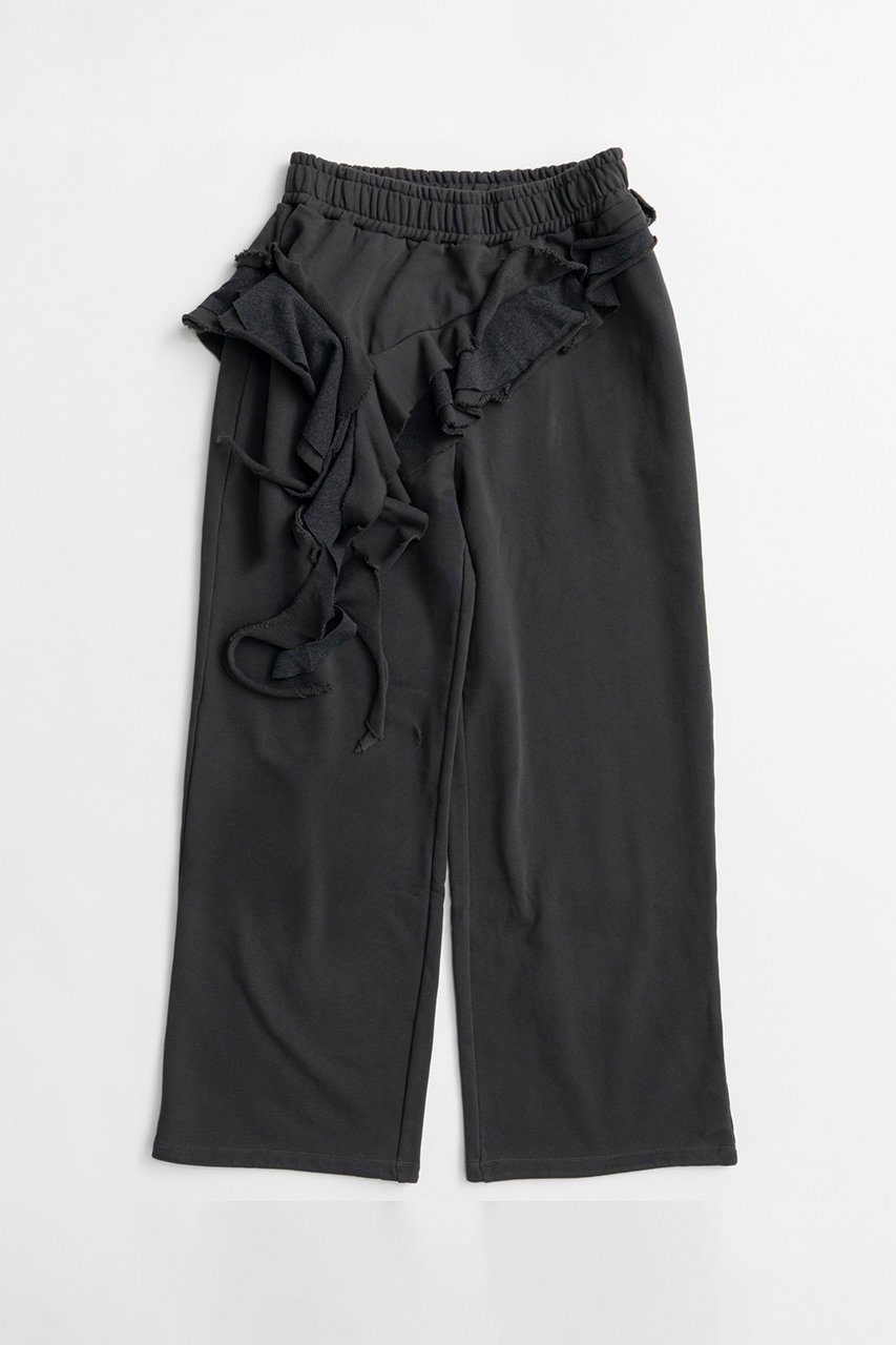 MAISON SPECIAL Drop Frill Sweatpants / ドロップフリルスウェットパンツ (BLK(ブラック), 36) メゾンスペシャル ELLE SHOP