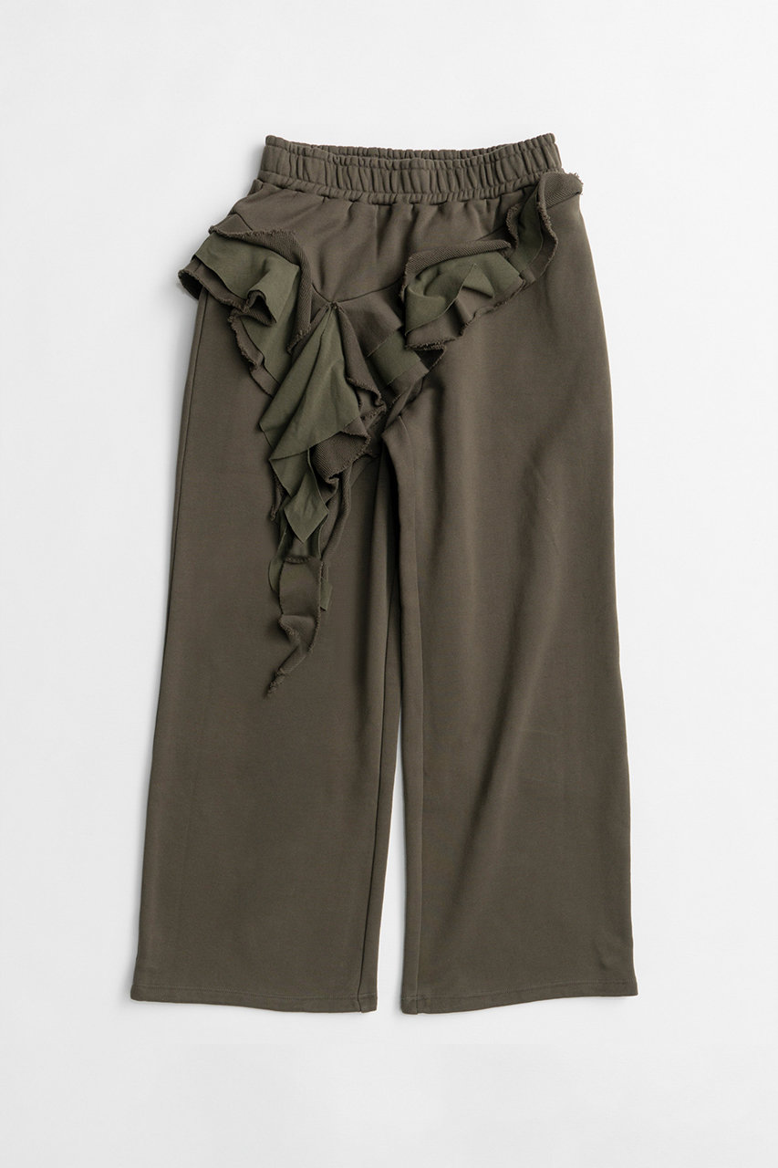 MAISON SPECIAL Drop Frill Sweatpants / ドロップフリルスウェットパンツ (KHK(カーキ), 38) メゾンスペシャル ELLE SHOP