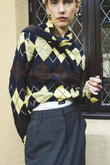 Drop-Stitch Argyle Knit Babushka / 針抜キアーガイルニットバブーシュカ