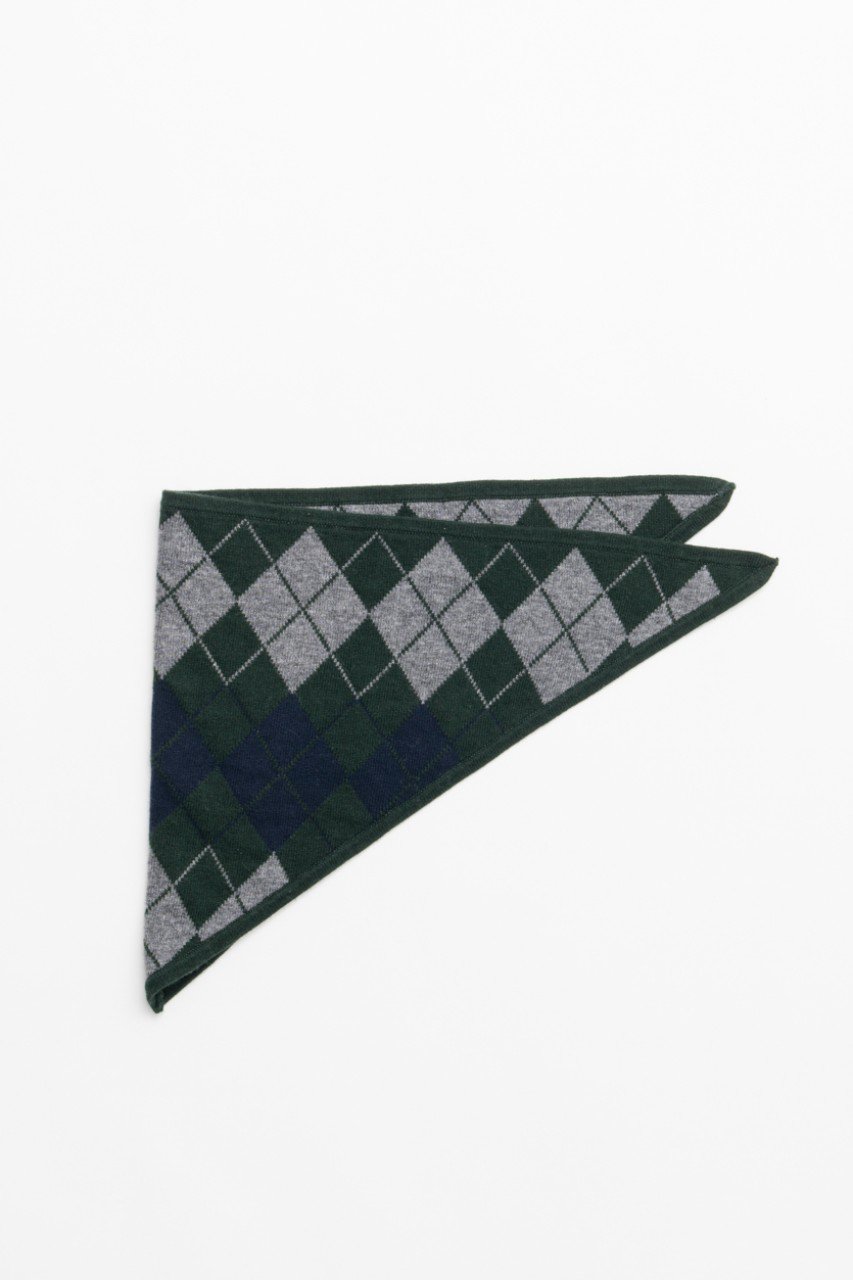 MAISON SPECIAL Drop-Stitch Argyle Knit Babushka / 針抜キアーガイルニットバブーシュカ (D.GRN(ダークグリーン), FREE) メゾンスペシャル ELLE SHOP