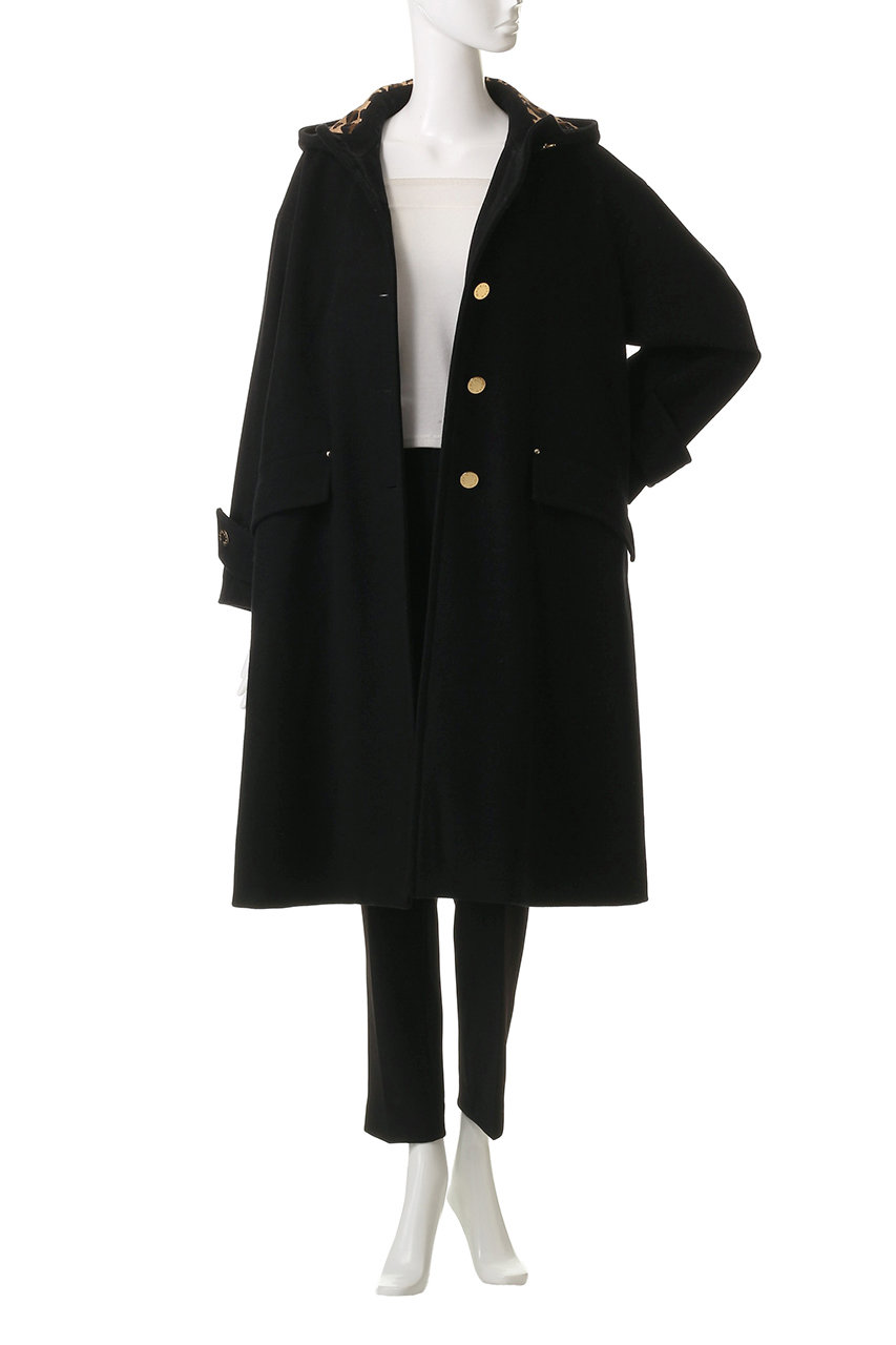 【MACKINTOSH】レオパード コート ウール ロングコート 32 黒 MACKINTOSH】レオパード コート ウール ロングコート 32 黒