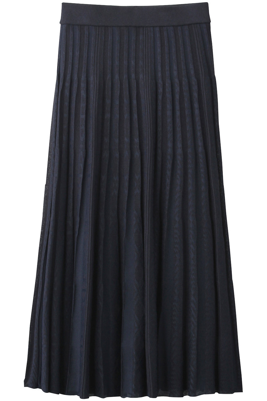 SALE 【50%OFF】 WRAPINKNOT ラッピンノット プリーツリブニットフレアスカート ネイビー
