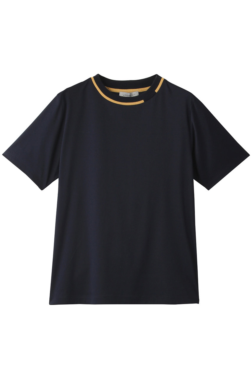 WRAPINKNOT ラッピンノット 【UNISEX】バイカラーネックデザインプルオーバー ネイビー