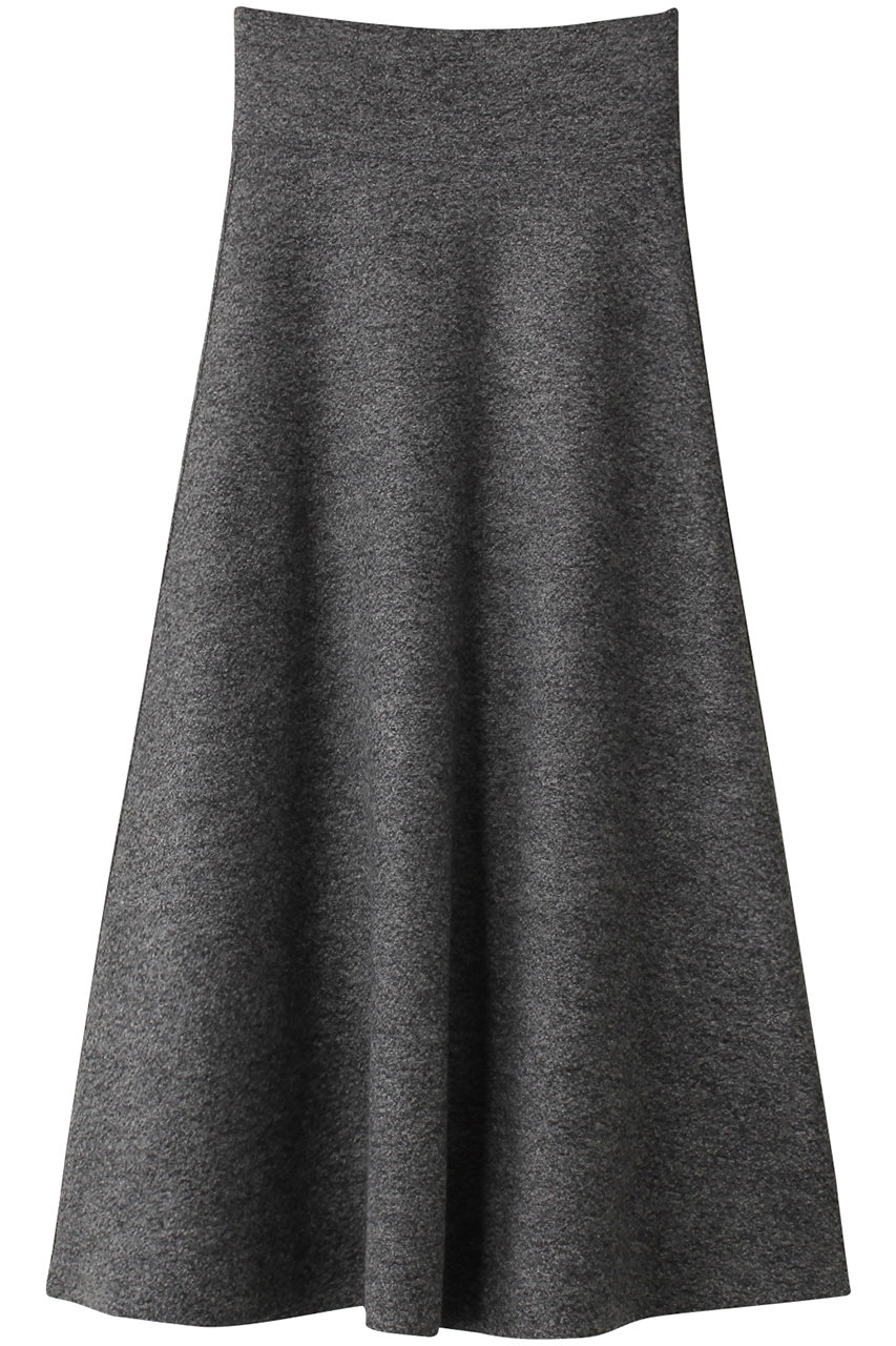 ＜ELLE SHOP＞ WRAPINKNOT コンプレスドウールスカート (チャコール 0) ラッピンノット ELLE SHOP画像