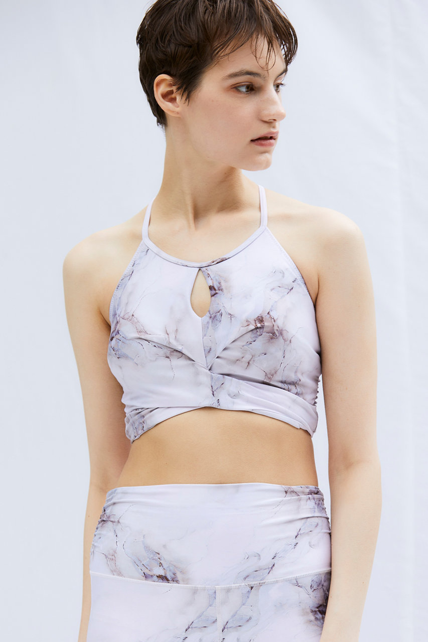 Julier ジュリエ Marbleプリントブラトップ パット付き ベージュ の通販 Elleshop エル ショップ