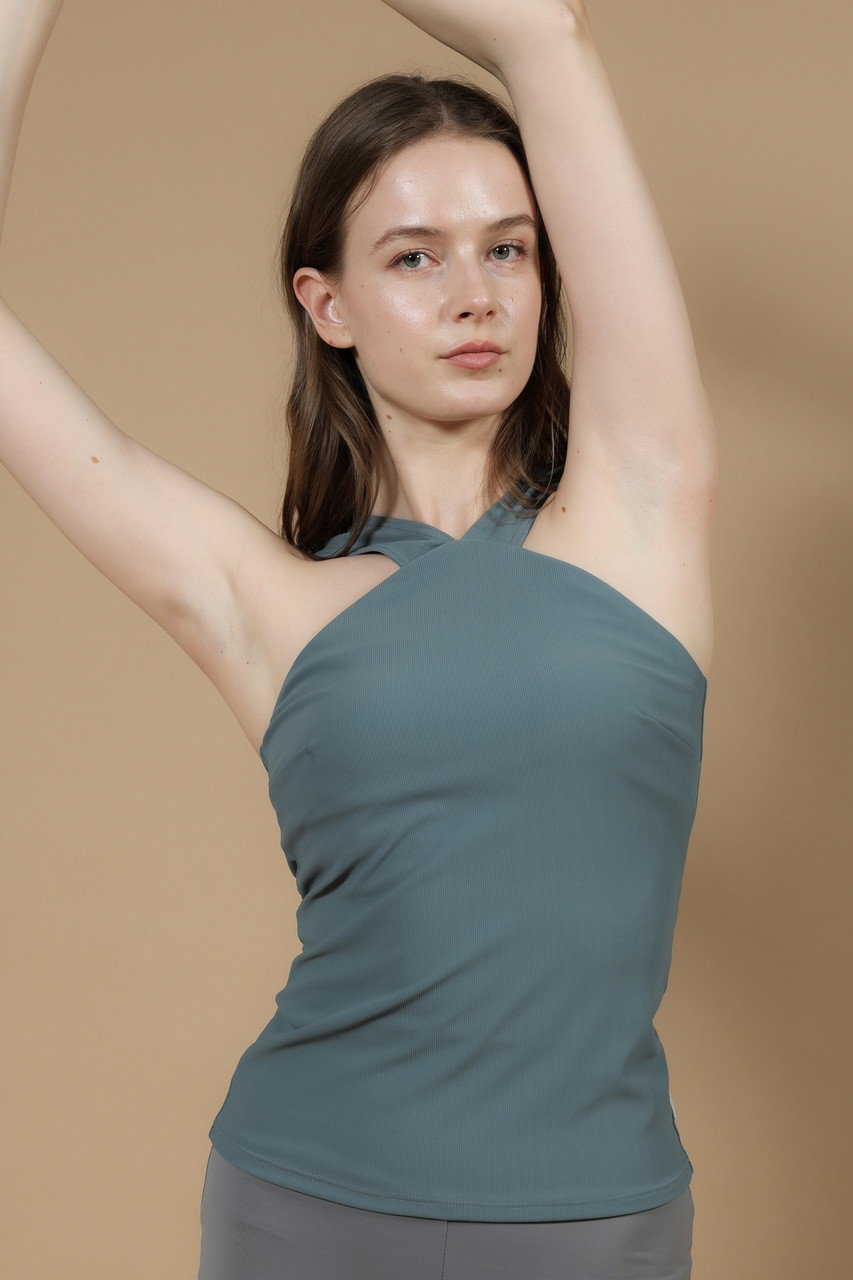 Julier(ジュリエ)｜スパンリブクロスキャミソール/モスグリーン の通販