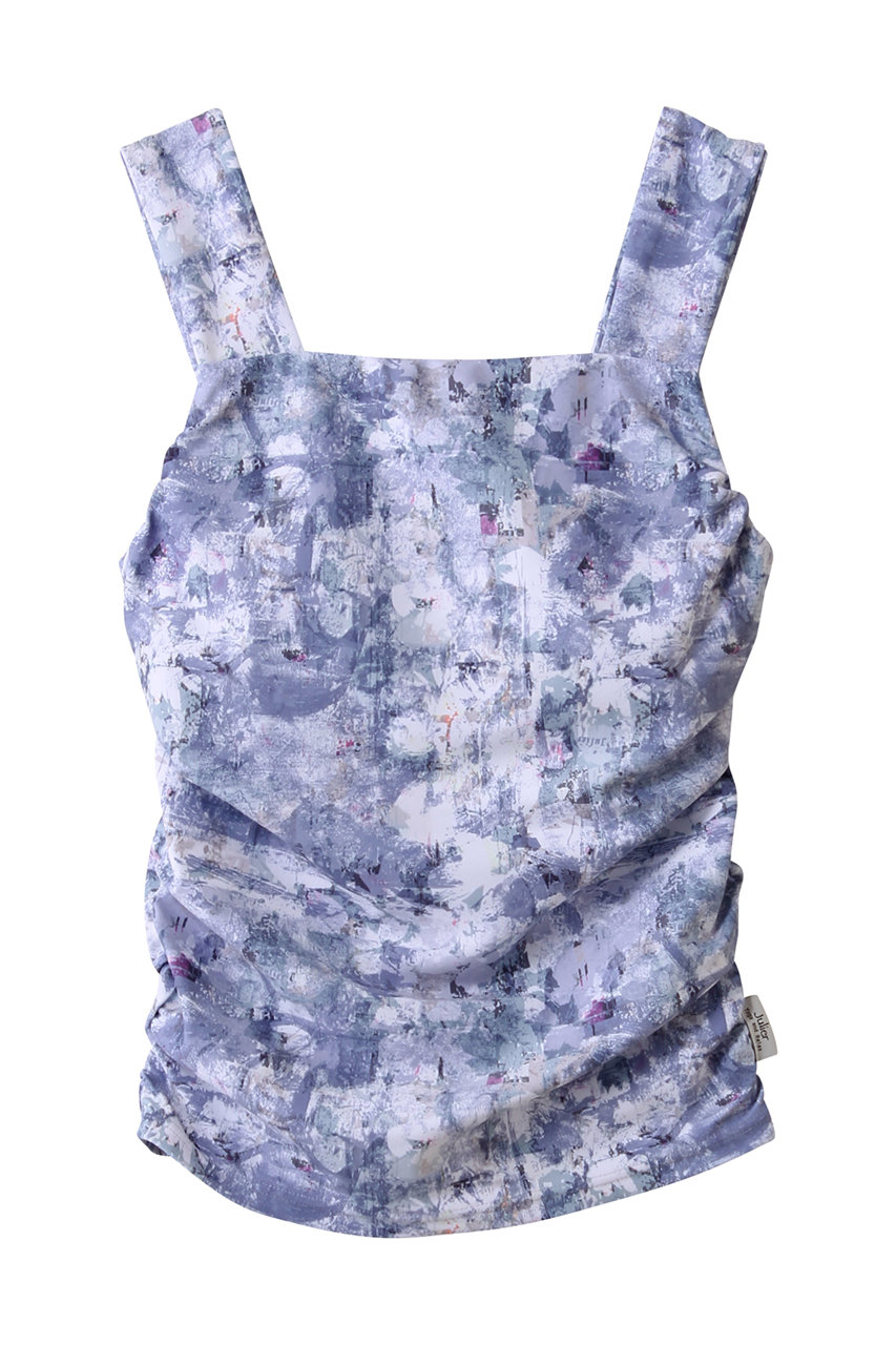 Julier sandflowerプリントミドルトップス (ブルー系, 1) ジュリエ ELLE SHOP