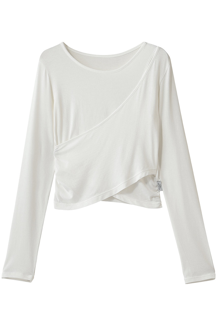 Julier ストレッチベア天竺カシュクールトップス (ホワイト, F) ジュリエ ELLE SHOP