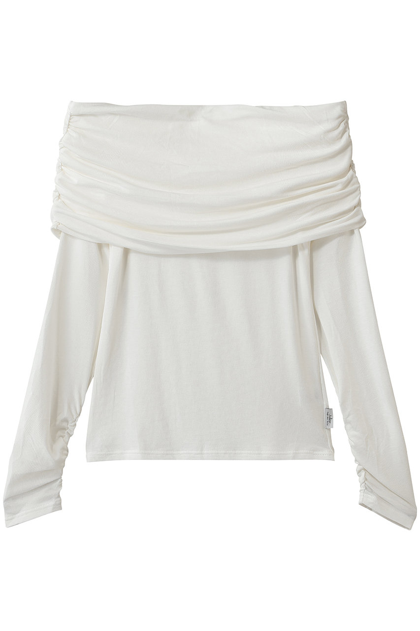 Julier ストレッチベア天竺オフショルトップス (ホワイト, F) ジュリエ ELLE SHOP