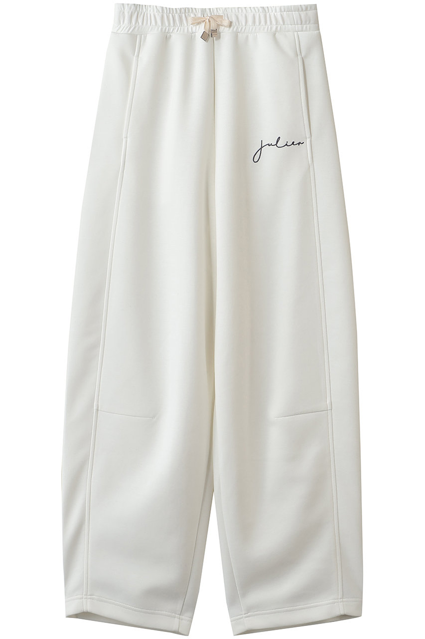Julier ダブルエアーバレルレッグパンツ (ホワイト, F) ジュリエ ELLE SHOP