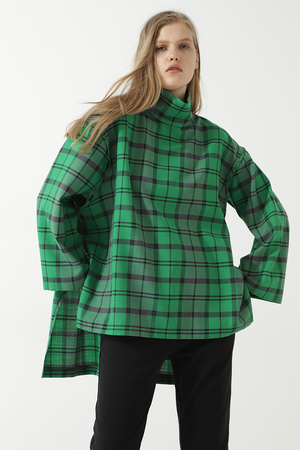 ドライウールチェックブラウス