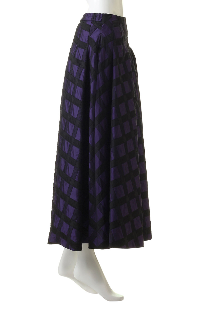 LE PHIL チェックジャガードスカート フレアスカート ロング 0 黒 紫