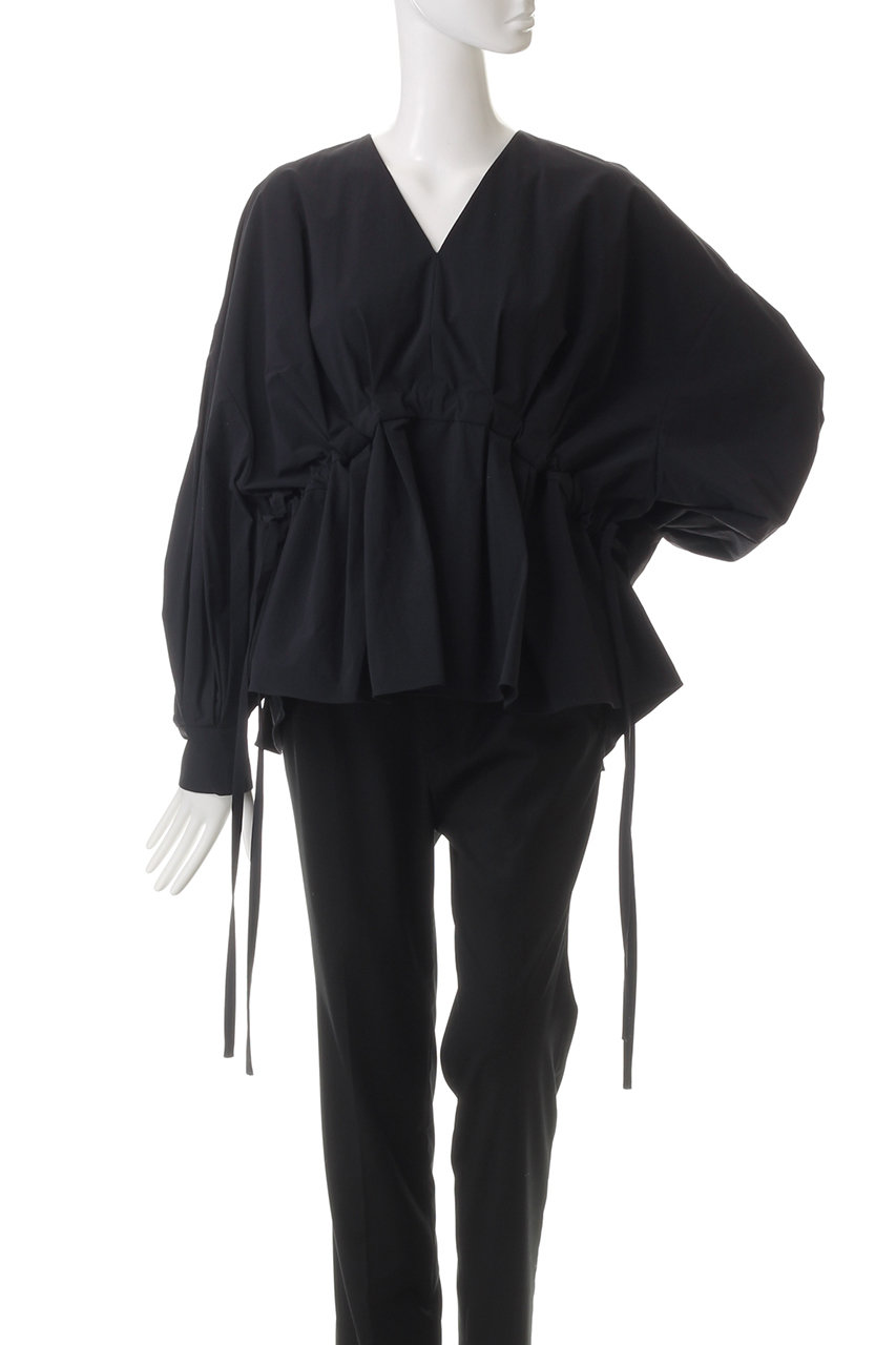 LE PHIL(ル フィル)｜ナイロンストレッチブロードブラウス/ネイビー の