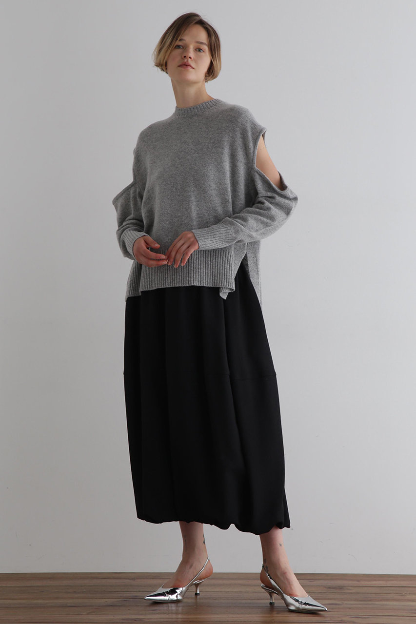 LE PHIL(ル フィル)｜ウールカシミアスリットニット/グレー の通販