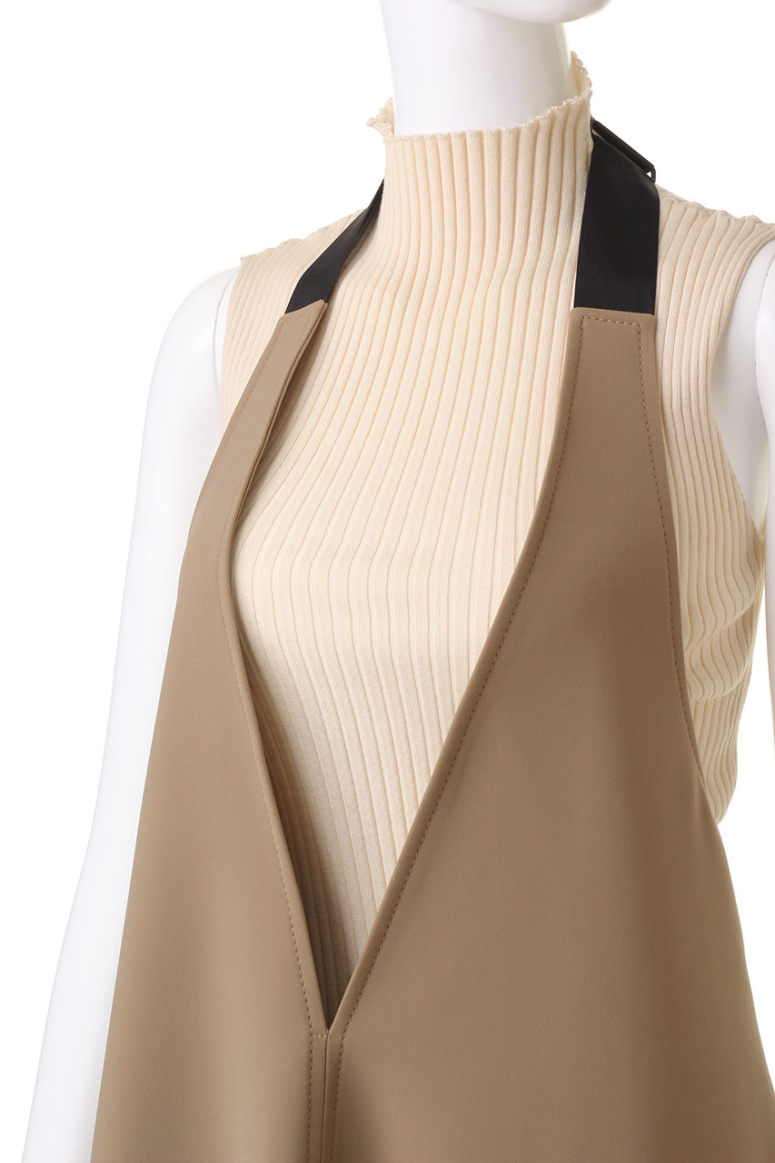 LE PHIL(ル フィル)｜ダブルクロスホルターネックワンピース/ベージュ