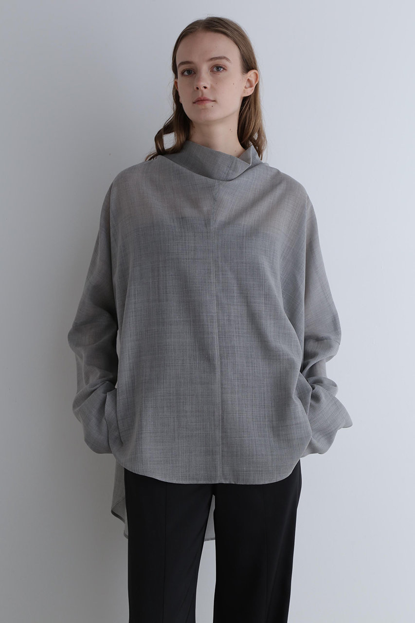 LE PHIL(ル フィル)｜シアーウールローンハイネックブラウス/グレー の