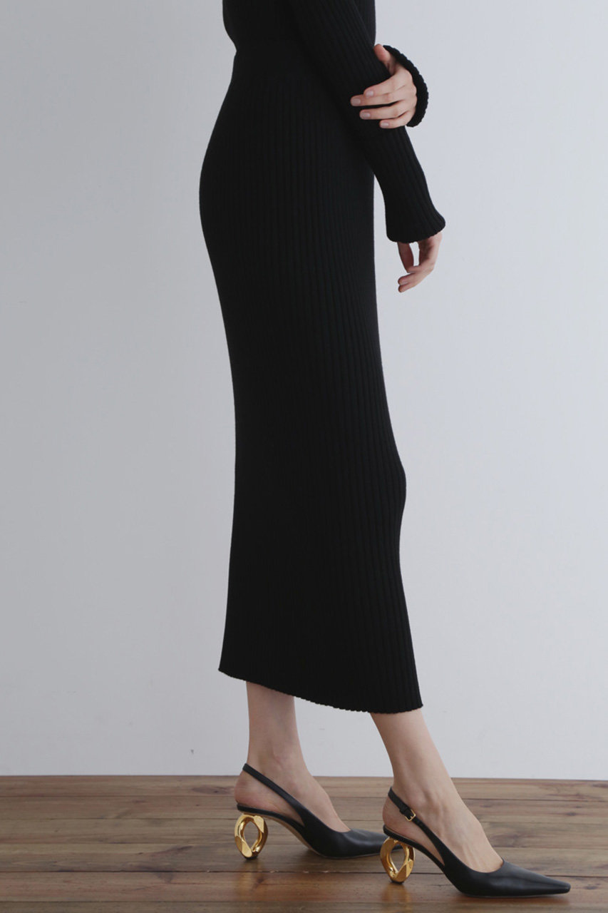 LE PHIL(ル フィル)｜ワイドリブニットスカート/ブラック の通販