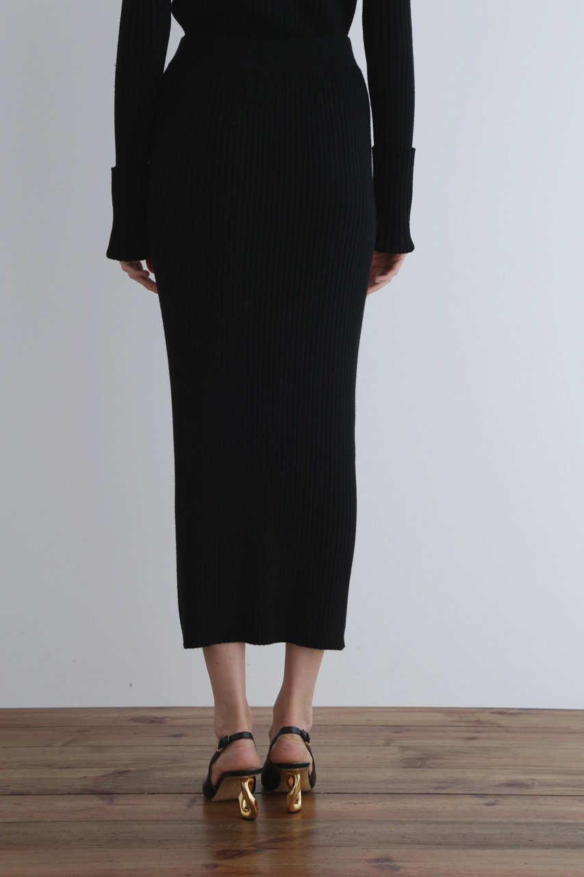 LE PHIL(ル フィル)｜ワイドリブニットスカート/ブラック の通販