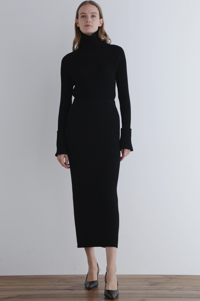 LE PHIL(ル フィル)｜ワイドリブニットスカート/ブラック の通販