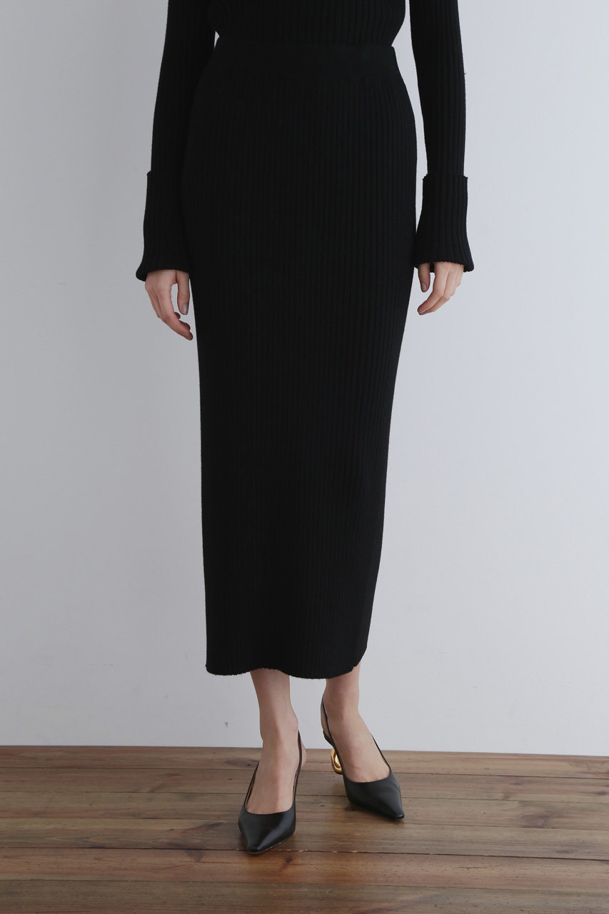 LE PHIL(ル フィル)｜ワイドリブニットスカート/ブラック の通販