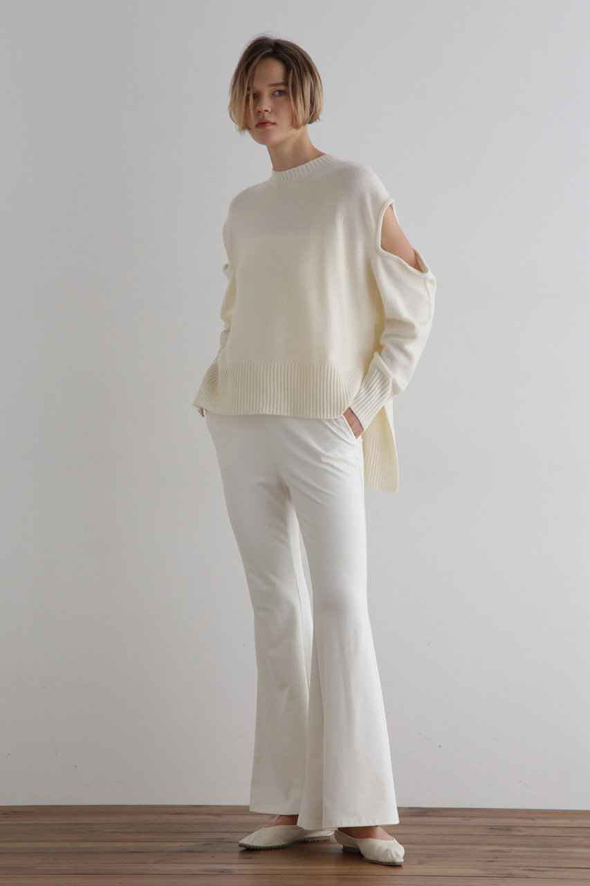 LE PHIL(ル フィル)｜ハイストレッチ裏起毛フレアパンツ/ホワイト の