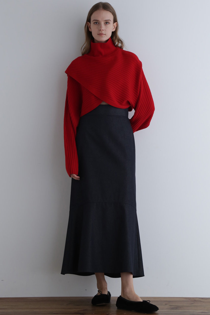 LE PHIL(ル フィル)｜ウールワイドリブクロスニット/レッド の通販