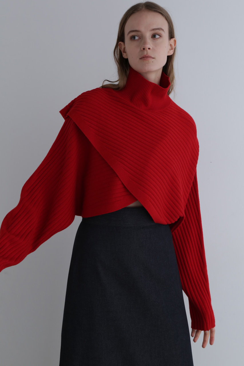 LE PHIL(ル フィル)｜ウールワイドリブクロスニット/レッド の通販  