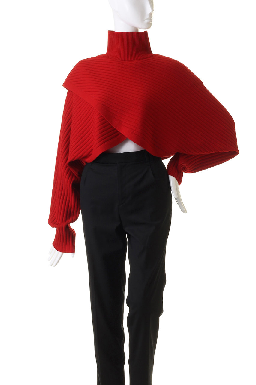 LE PHIL(ル フィル)｜ウールワイドリブクロスニット/レッド の通販