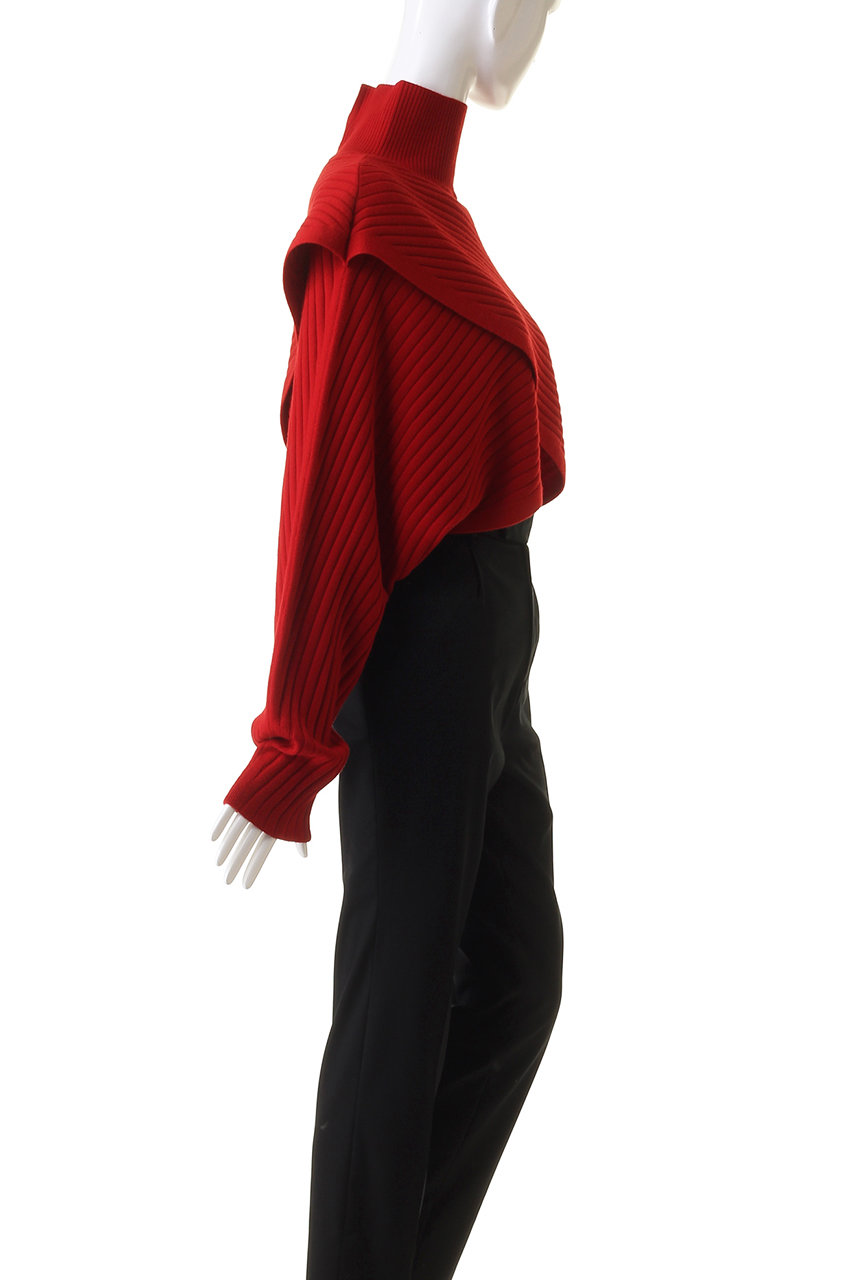 LE PHIL(ル フィル)｜ウールワイドリブクロスニット/レッド の通販