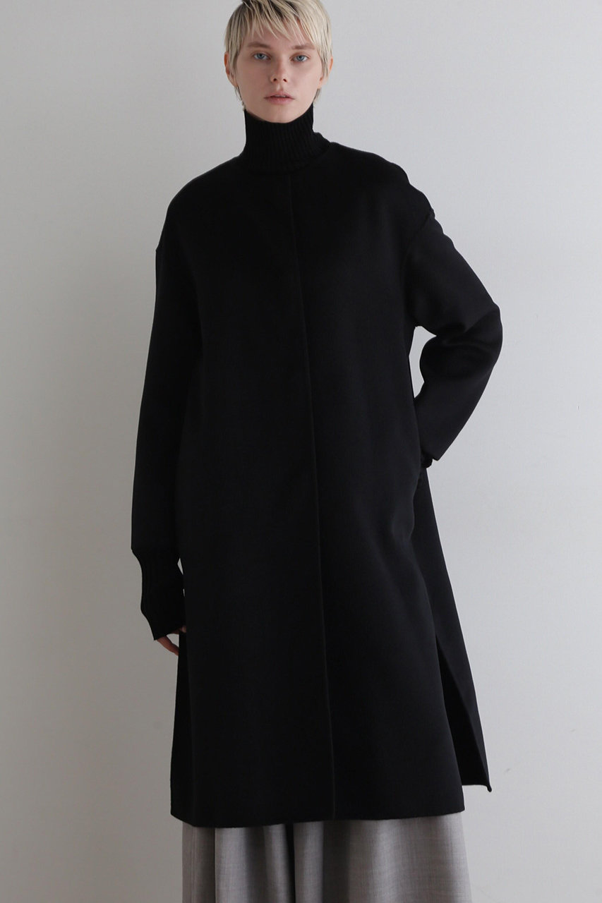 LE PHIL(ル フィル)｜ピュアカシミアストール付コート/ブラック の通販